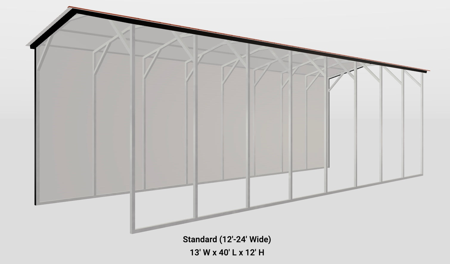 Box Eve Vertical Roof 13x40x8 One Side