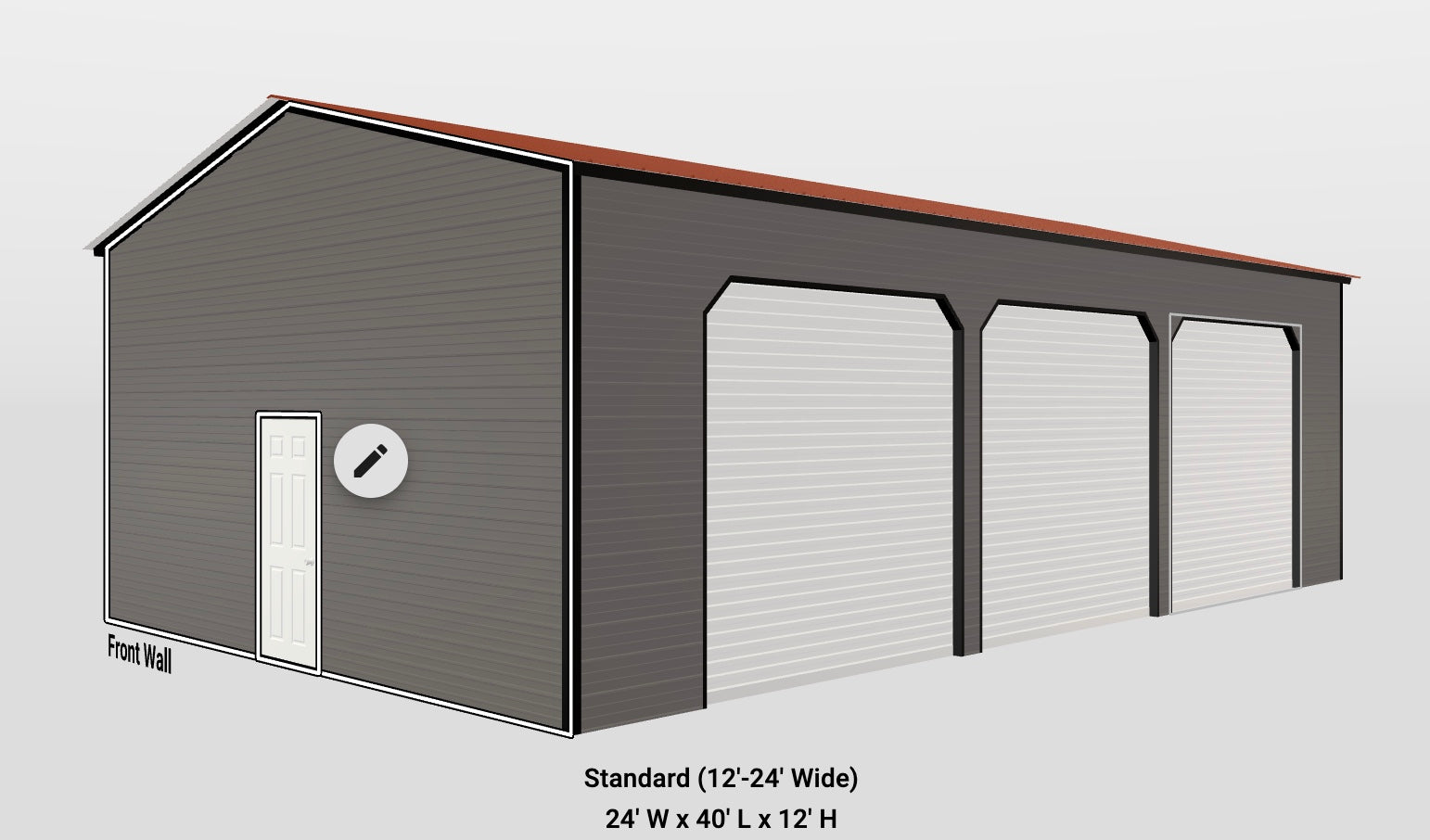 3-Car Metal Garage Vertical Roof