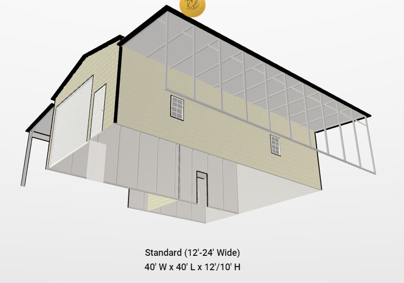 40x40x12/10 Building W/ Lean-To's